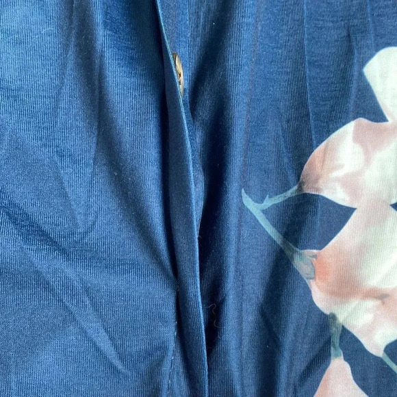 Angashion Floral Fit and Flare Navy Blue Pink Button Down Dress Size S - Picture 6 of 10